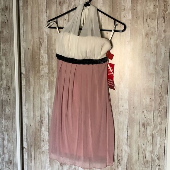 NWT Pink & Cream Halter Dress SMALL - Picture 1 of 4